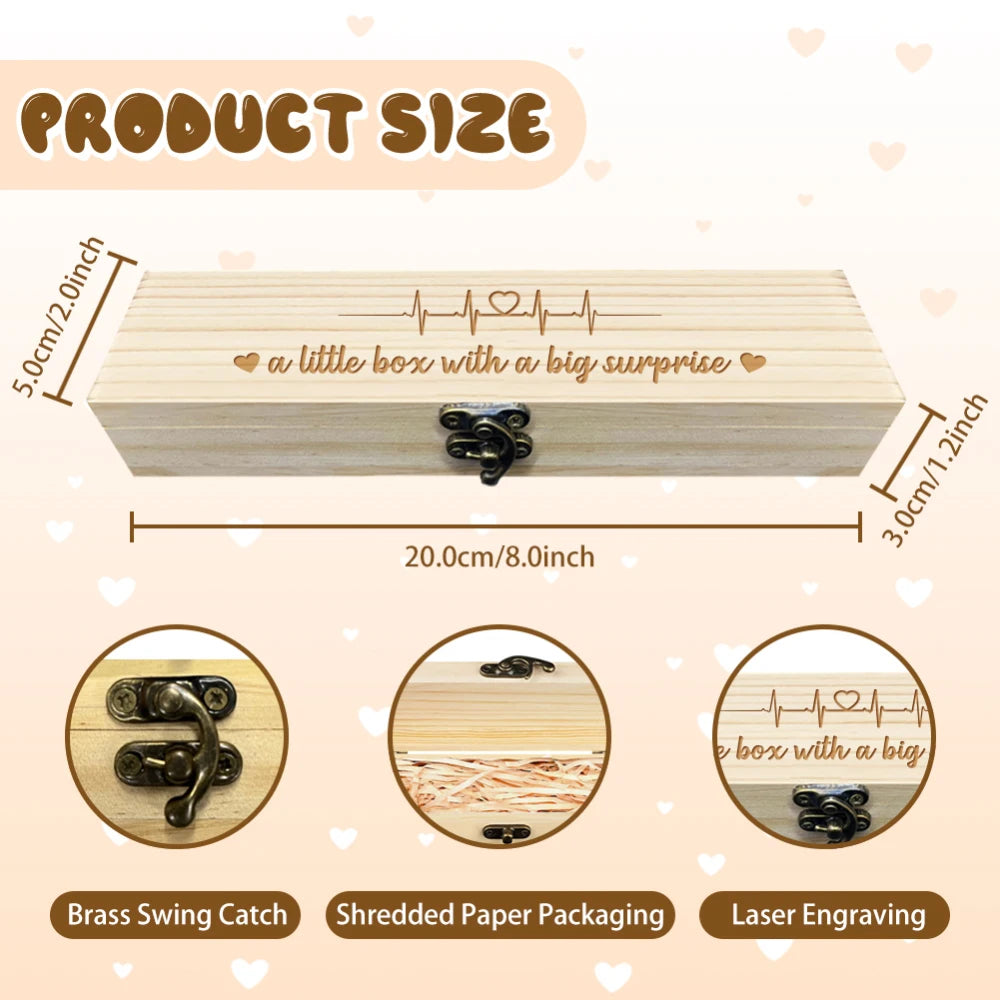Pregnancy Wooden Announcement Gifts Pregnancy Test Keepsake Box with Slide Cover Surprise Announcement Gift with Word to Husban