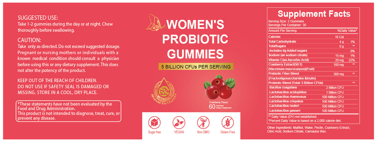 Women’s Probiotic Gummies – Gut & Vaginal Health Support.