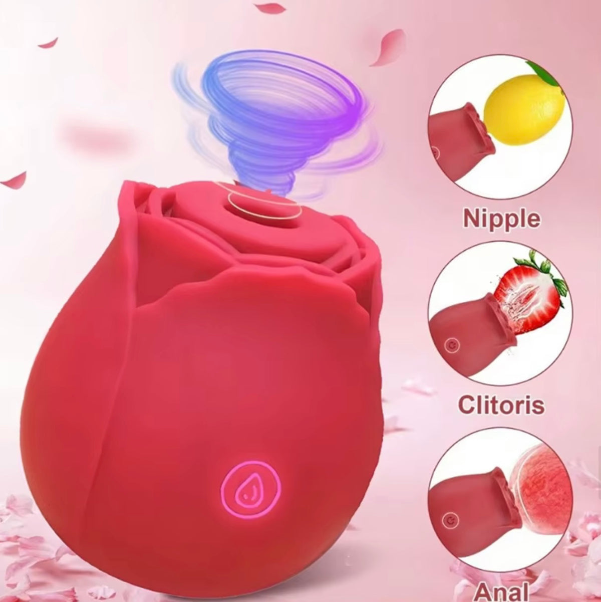 Hypoallergenic Silicone Women Vibrators Rose Petal Suction Toy for Sensitive Skin