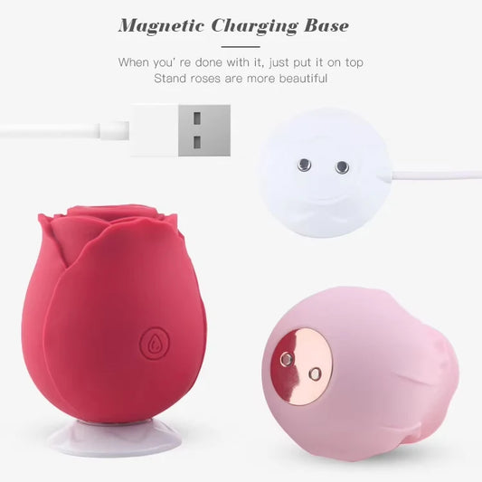 Hypoallergenic Silicone Women Vibrators Rose Petal Suction Toy for Sensitive Skin