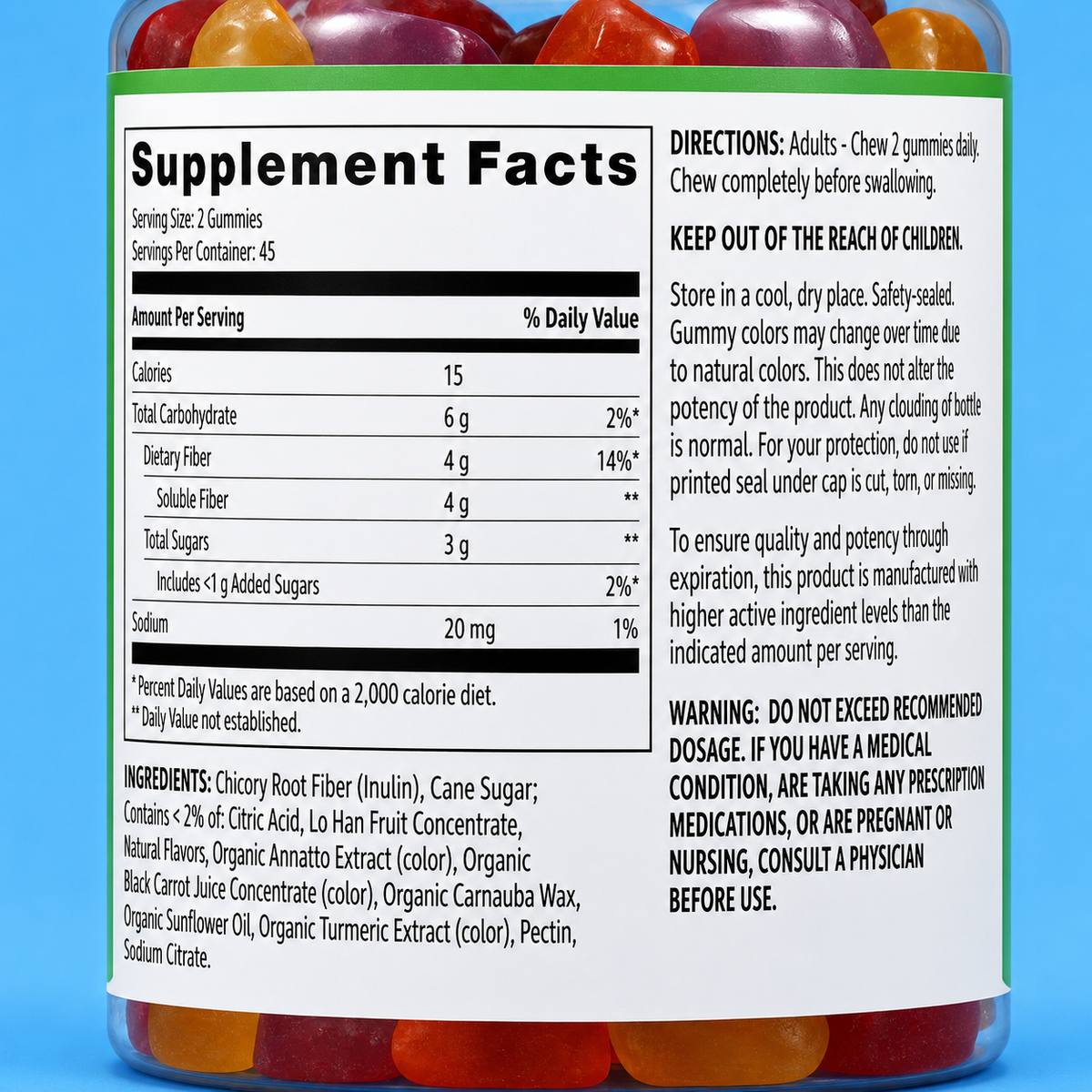 Fiber Gummies – 4g Fiber per Serving – 90 Count