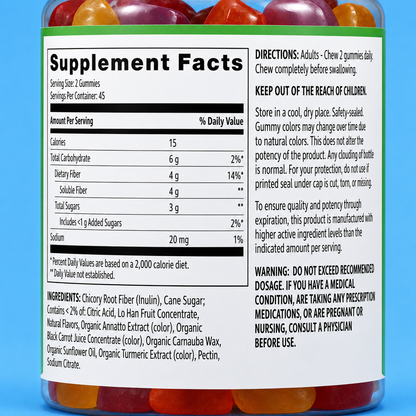 Fiber Gummies – 4g Fiber per Serving – 90 Count