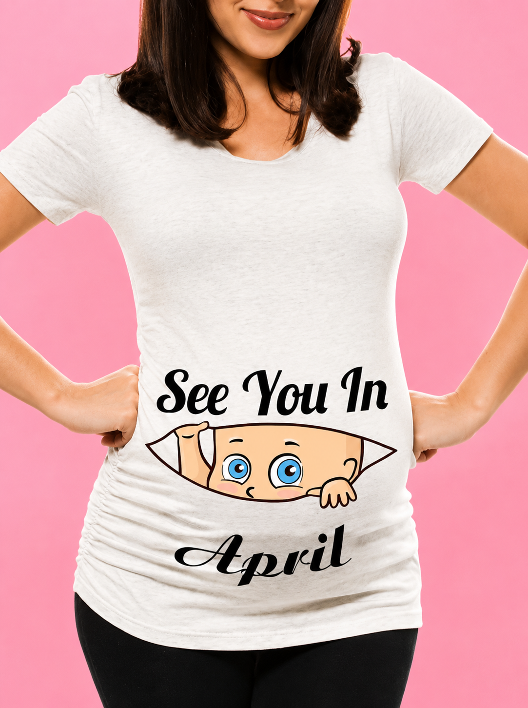 Pregnant Women's Pregnancy Announcement T-Shirt, Female Pregnancy Clothes, New Mom Clothes, See You in January-December, Funny