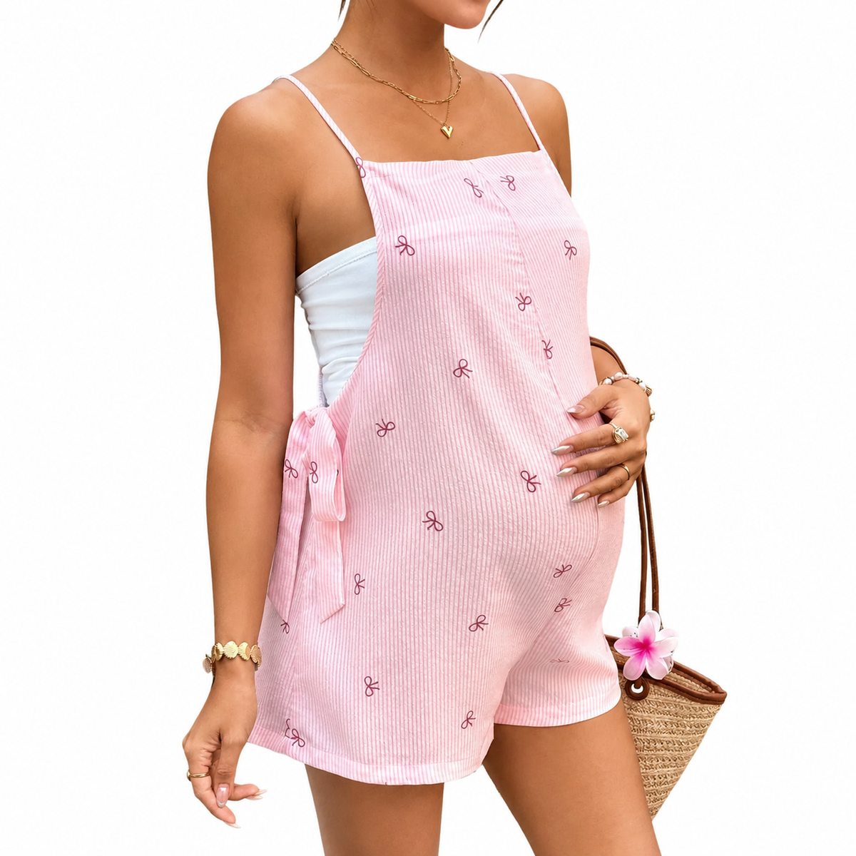 Clothes for Pregnant Women Pregnancy Spring Summer Printed Pants Shorts Waist for Pregnant Women Belted Pants Maternity Clothing