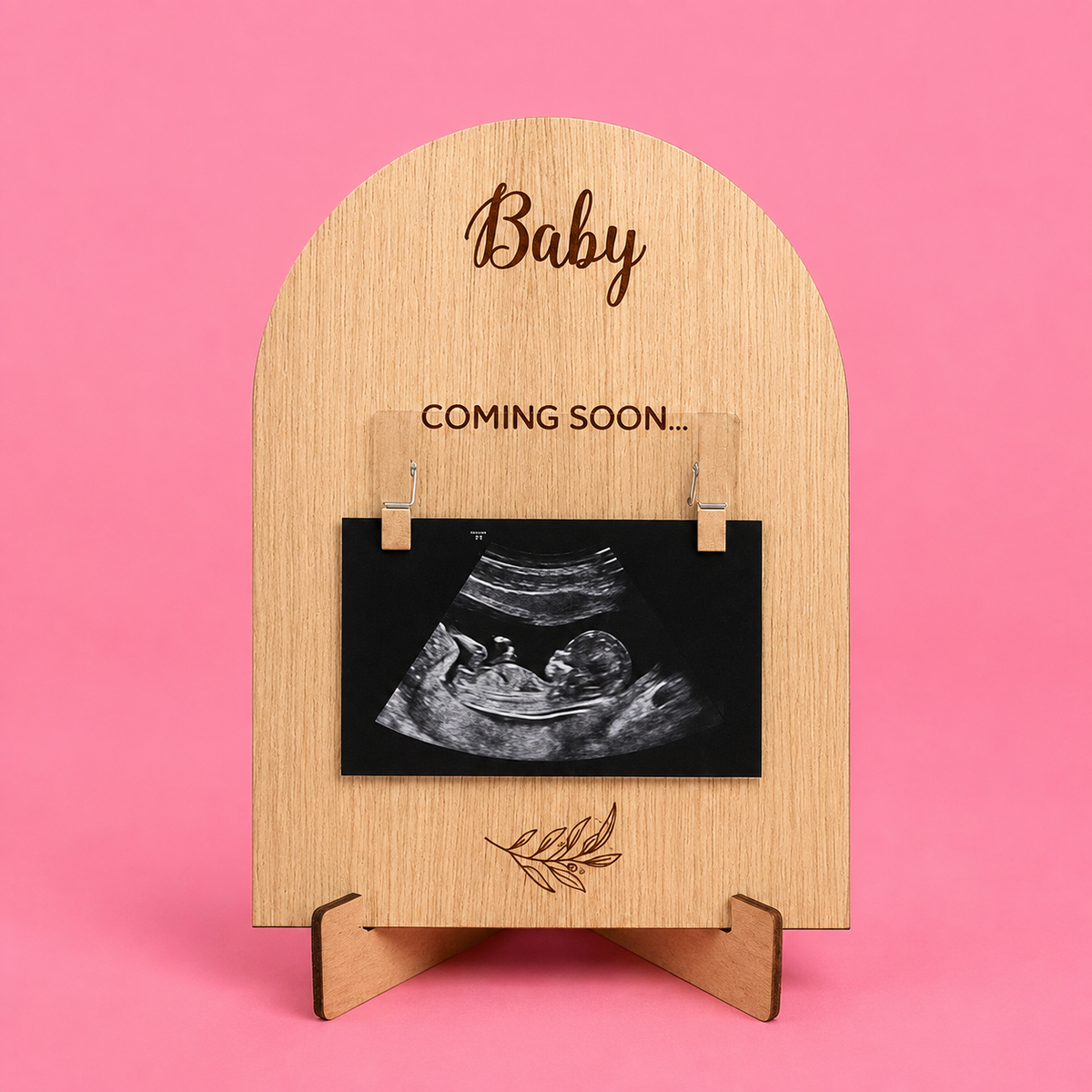 Pregnancy Announcement Sign Baby First One Picture Photo Frame Youngsters Coming Soon Wooden Photo Frame with Photo Holder