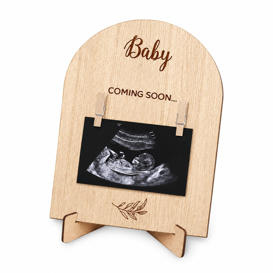 Pregnancy Announcement Sign Baby First One Picture Photo Frame Youngsters Coming Soon Wooden Photo Frame with Photo Holder
