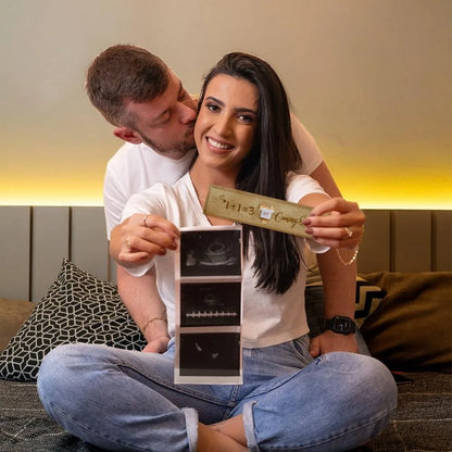 Pregnancy Wooden Announcement Gifts Pregnancy Test Keepsake Box with Slide Cover Surprise Announcement Gift with Word to Husban