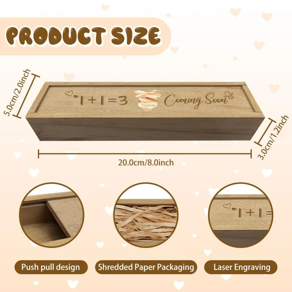 Pregnancy Wooden Announcement Gifts Pregnancy Test Keepsake Box with Slide Cover Surprise Announcement Gift with Word to Husban