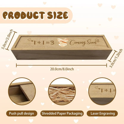 Pregnancy Wooden Announcement Gifts Pregnancy Test Keepsake Box with Slide Cover Surprise Announcement Gift with Word to Husban