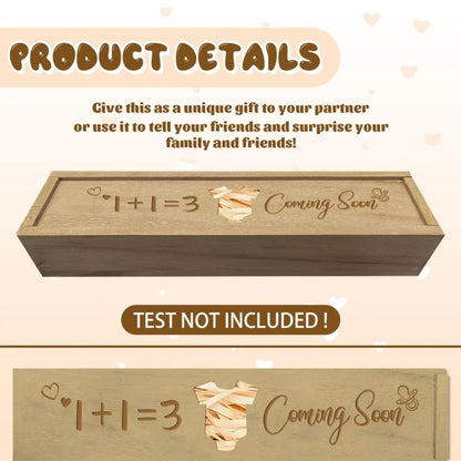 Pregnancy Wooden Announcement Gifts Pregnancy Test Keepsake Box with Slide Cover Surprise Announcement Gift with Word to Husban