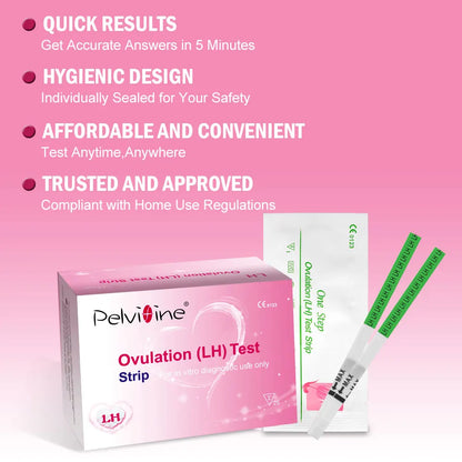 Pelvifine Bulk Ovulation Test Strips for Women, Ovulation Predictor Kit, Accurate Fertility Tests for Home with Cups,25 Count