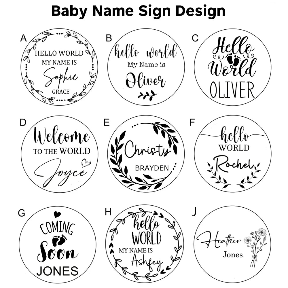 Hellow Word My Name Is Pregnancy Announcement Sign Custom Baby Plaque Baby Announcement Gift Laser Engraved Wood Sign
