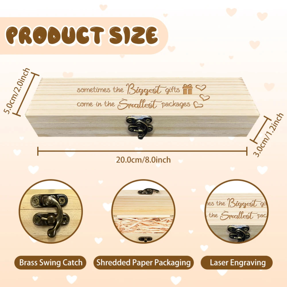 Pregnancy Wooden Announcement Gifts Pregnancy Test Keepsake Box with Slide Cover Surprise Announcement Gift with Word to Husban