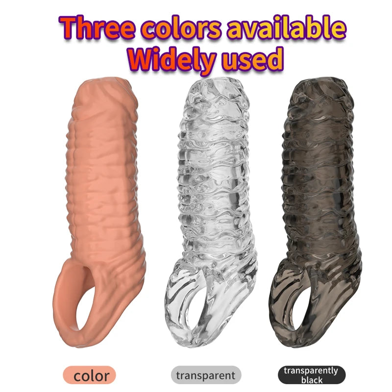 Cock Ring Reusable Penis Sleeve Sex Toys Condoms for Men Restriction Rings Pleasure Ring in The Clitoris Sperm Locking Condom 18