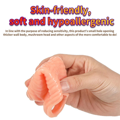 Cock Ring Reusable Penis Sleeve Sex Toys Condoms for Men Restriction Rings Pleasure Ring in The Clitoris Sperm Locking Condom 18