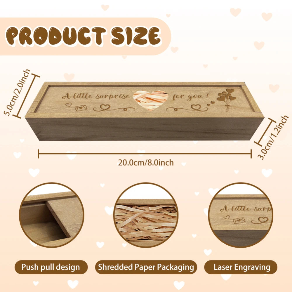 Pregnancy Wooden Announcement Gifts Pregnancy Test Keepsake Box with Slide Cover Surprise Announcement Gift with Word to Husban