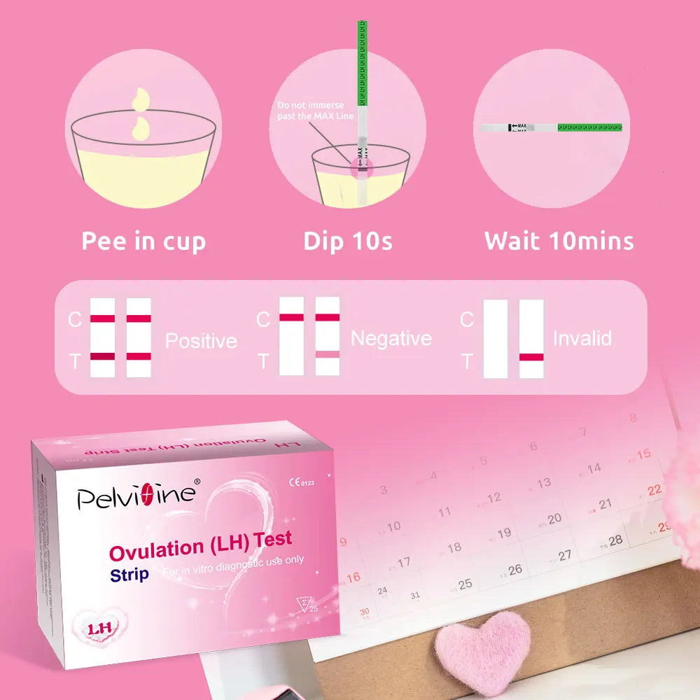 Pelvifine Bulk Ovulation Test Strips for Women, Ovulation Predictor Kit, Accurate Fertility Tests for Home with Cups,25 Count