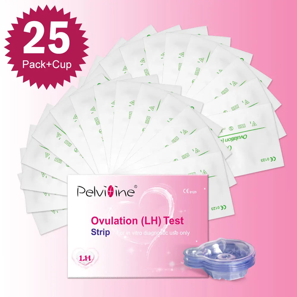 Pelvifine Bulk Ovulation Test Strips for Women, Ovulation Predictor Kit, Accurate Fertility Tests for Home with Cups,25 Count